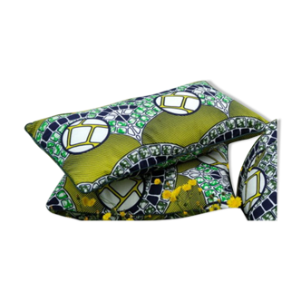 Rectangle with trim 30 X 50 and Removable cushion in fabric wax African 50x30cm