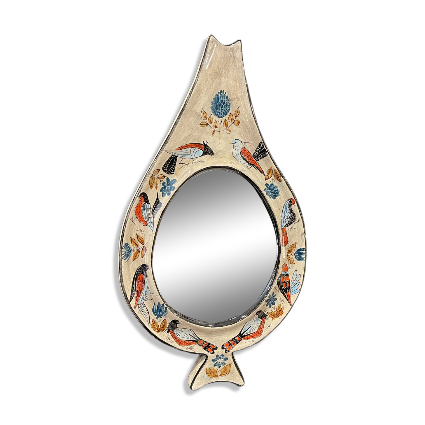 Ceramic mirror by Jean de Lespinasse 1960