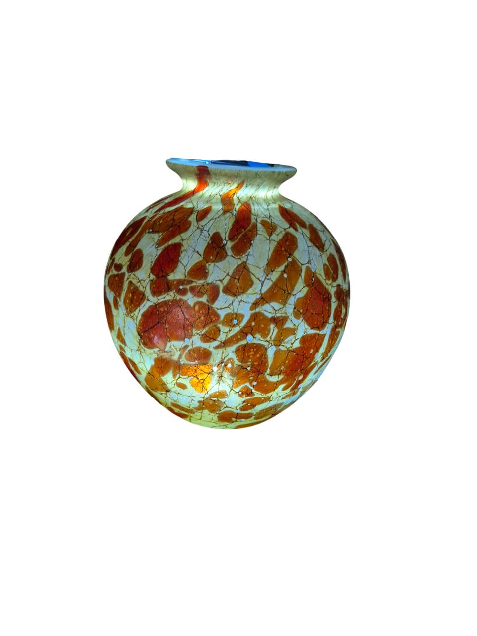 Red and brown glass ball vase, France 1930