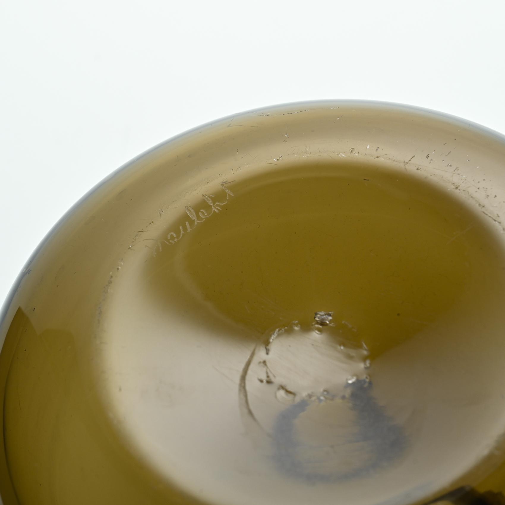 Amber blown glass carafe by Claude Morin, Dieulefit circa 1975