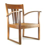 Antique Art Nouveau oak armchair Austria / Germany c.1910