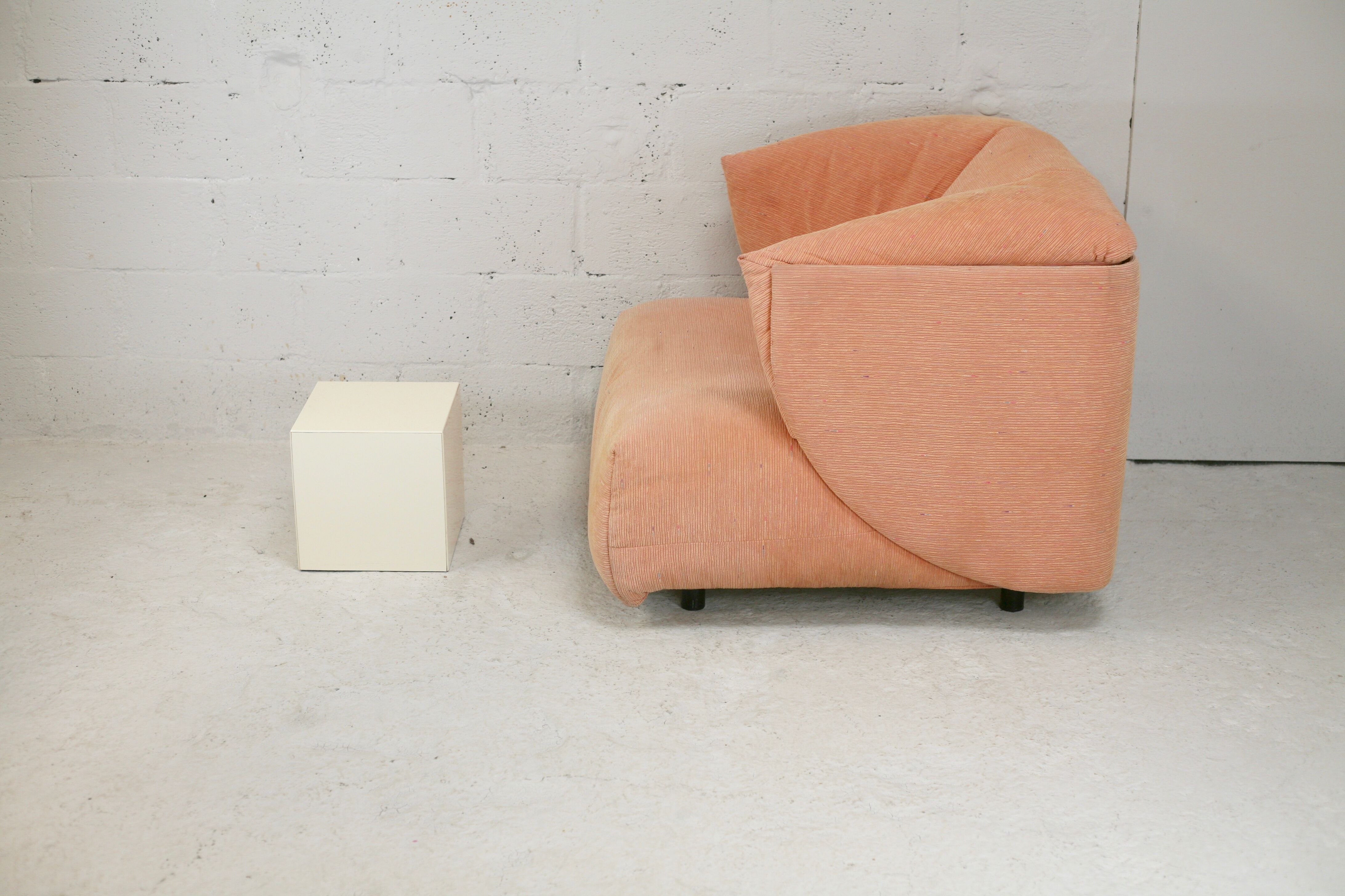 Armchair Ligne Roset, pastel orange color, France, circa 1990