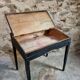 Bureau d'école français ancien, bureau d'écriture noir, bureau à abattant, vers 1900