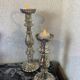Set of 2 mercurized glass candle holders