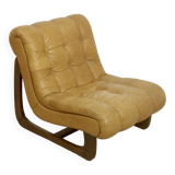 Fauteuil en cuir camel  année 60.