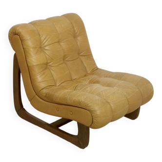 Camel leather armchair from the 60s.