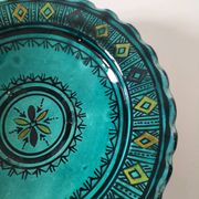 Moroccan handmade turquoise earthenware plate – Safi