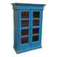 Old wooden glazed cabinet with two doors and two drawers