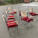 Six. Wrought iron armchairs, rope weaving.