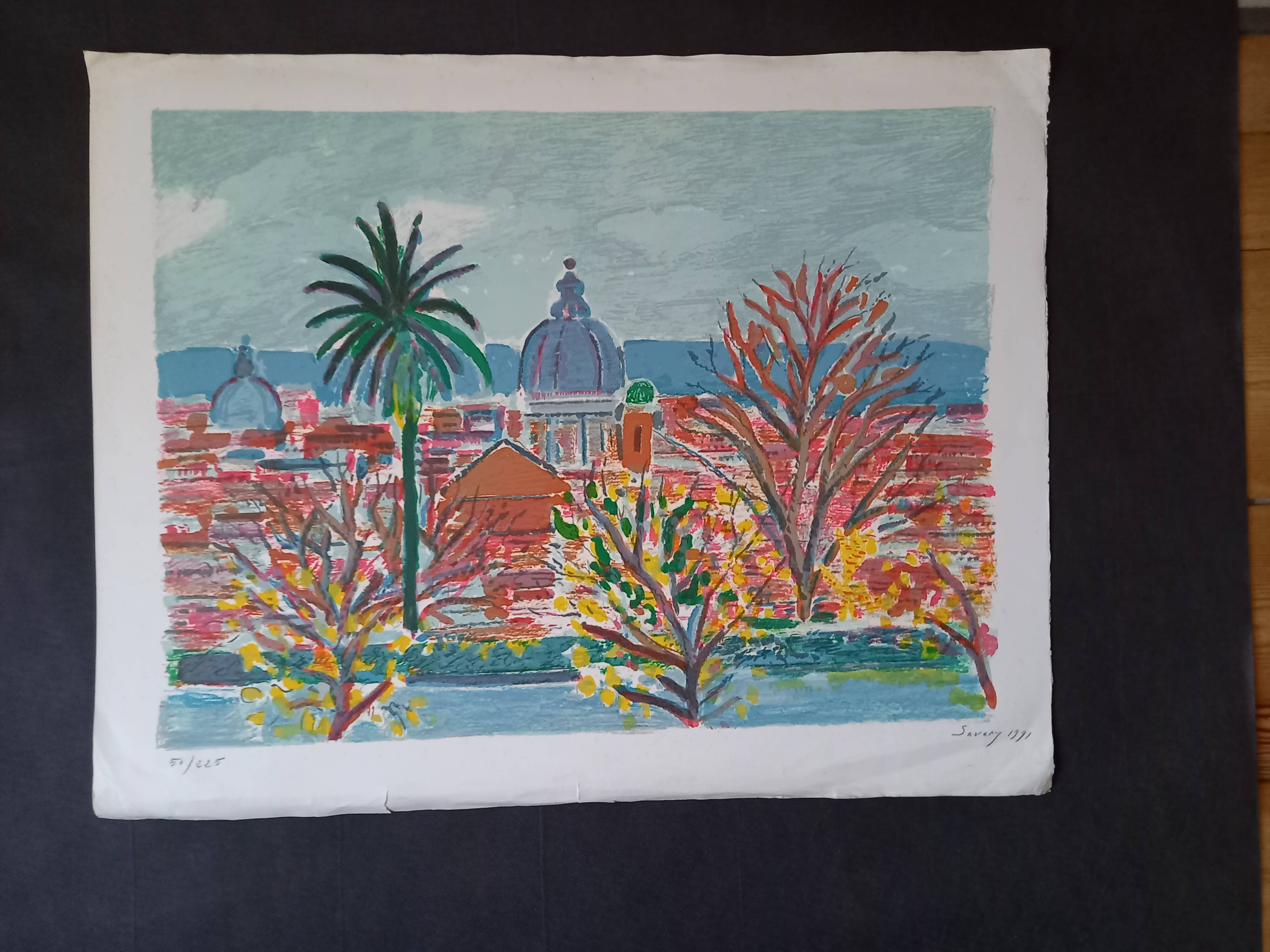 Original lithograph by Robert Savary (1920-2000), Rome, Italy.