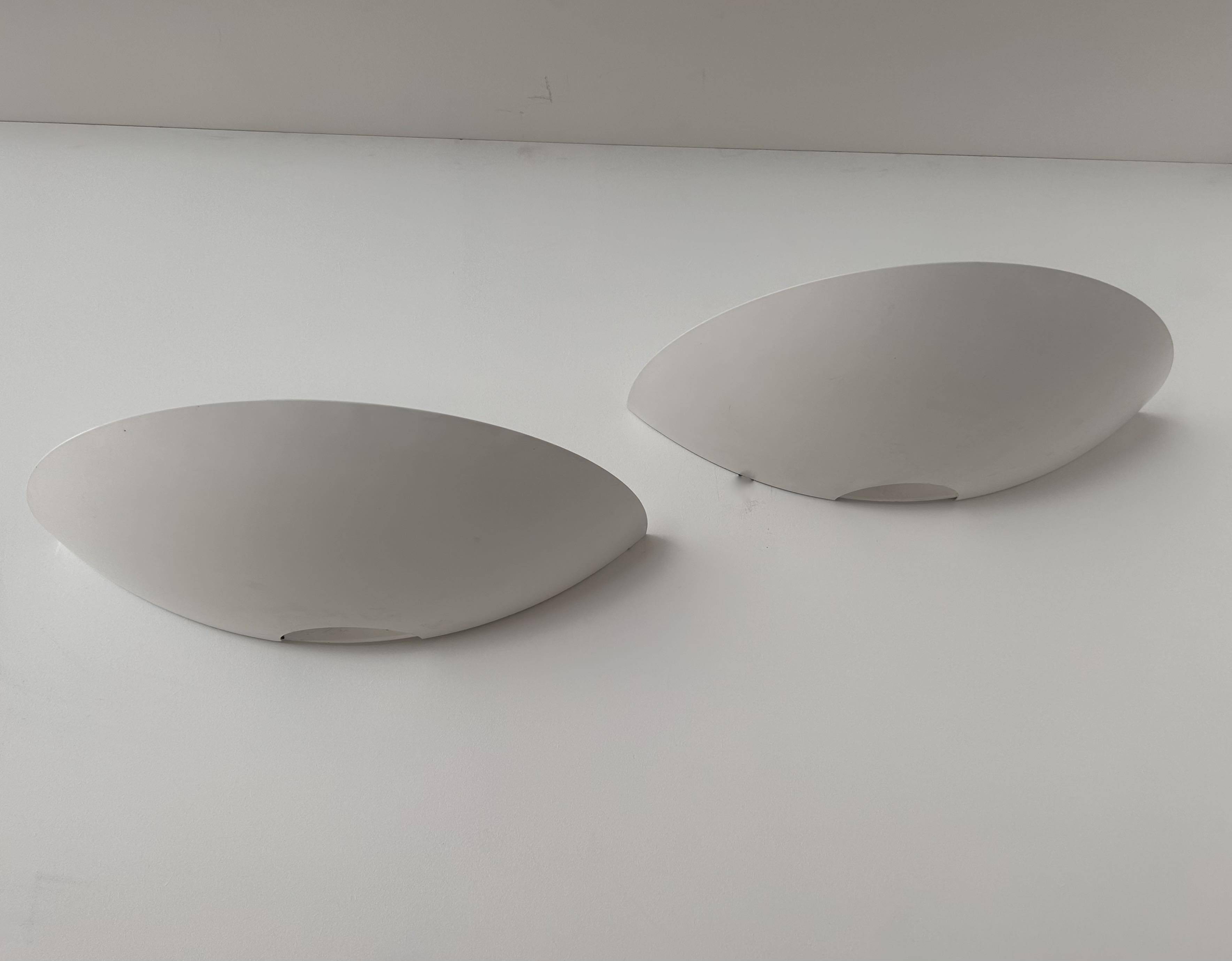 Pair of vintage wall lights, white lacquered metal, Germany 1980s