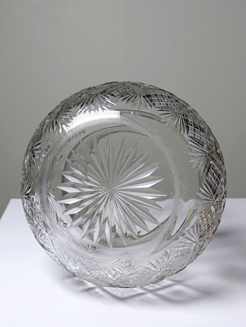 Ancien pot à biscuits style cristal taillé et métal