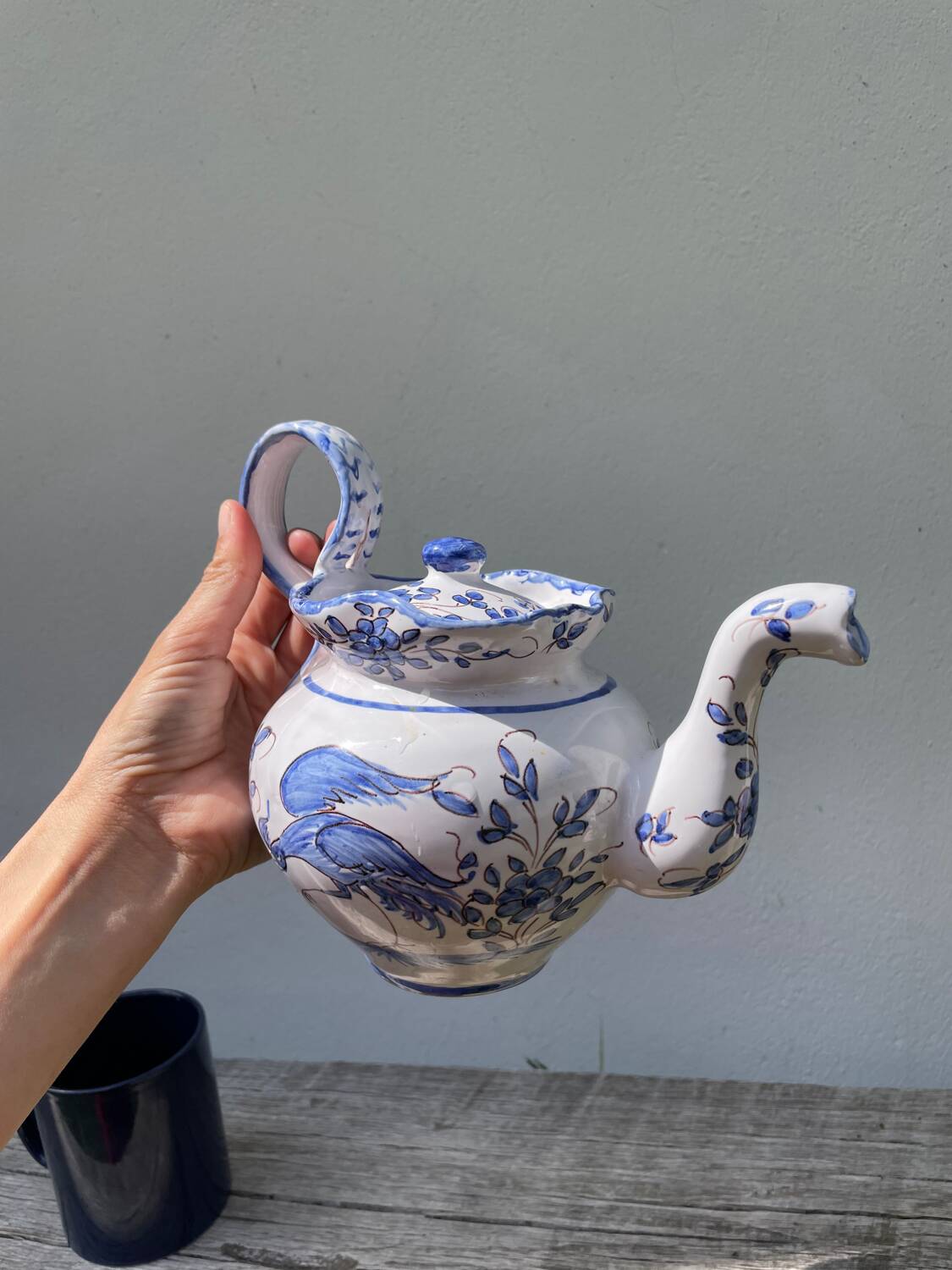 Moustiers blue ceramic teapot
