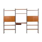 Free standing teak wall unit with a desk and 2 cabinets, Denmark, 1970s