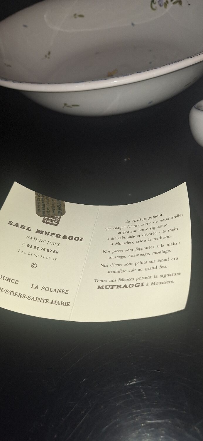 Vase Moustiers workshop A.Baratta (A.B)