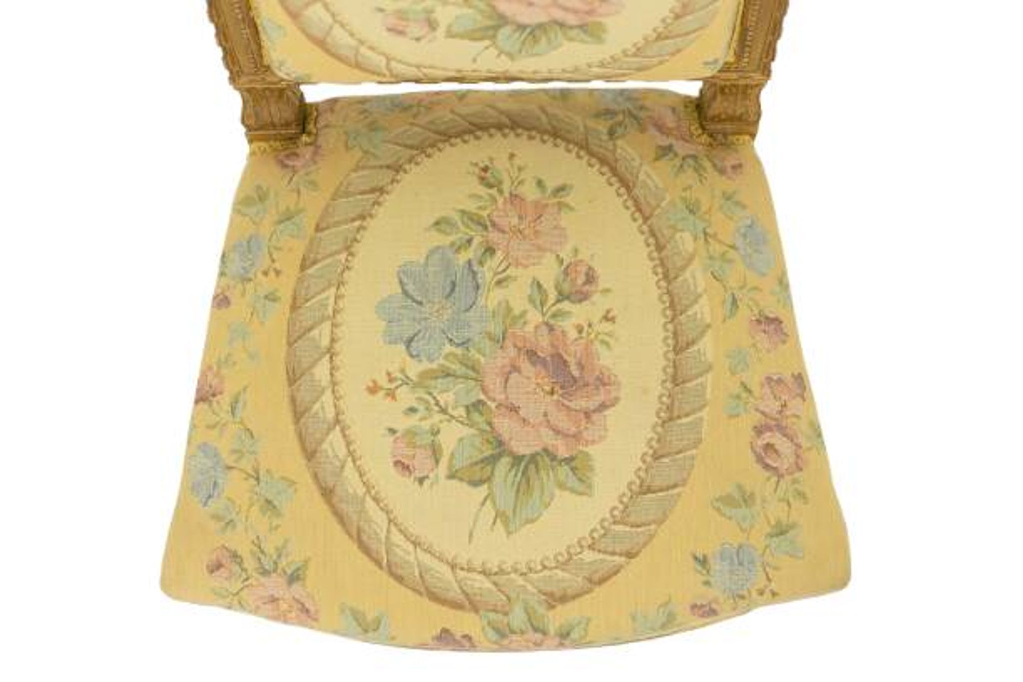 Pair of gilded wooden chairs with upholstery. Louis XVI period.