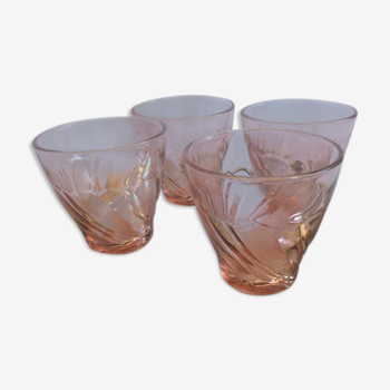 Set de 4 verres rose des années 1960
