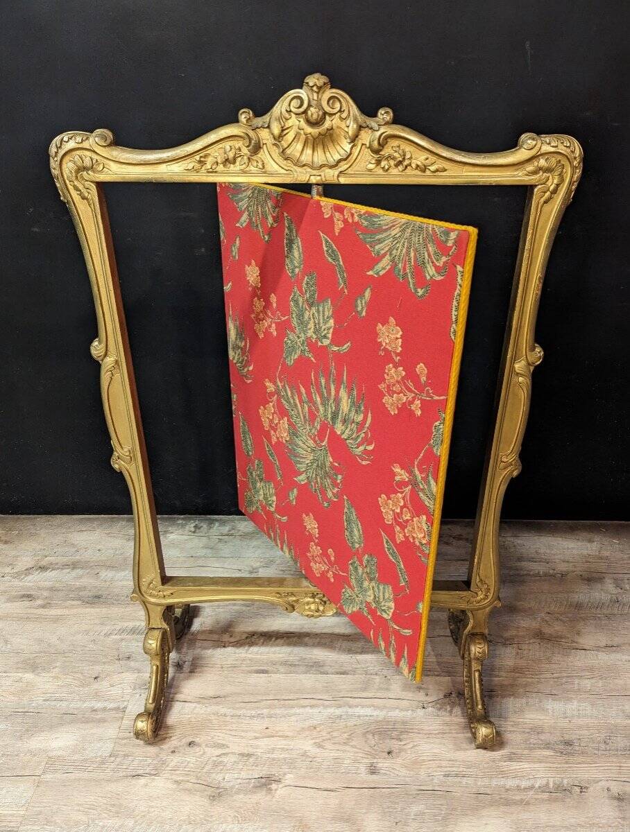 Louis XV Rocaille Gilt Wooden Fire Screen