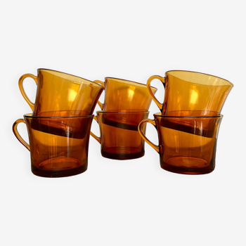6 grandes tasses Duralex ambre
