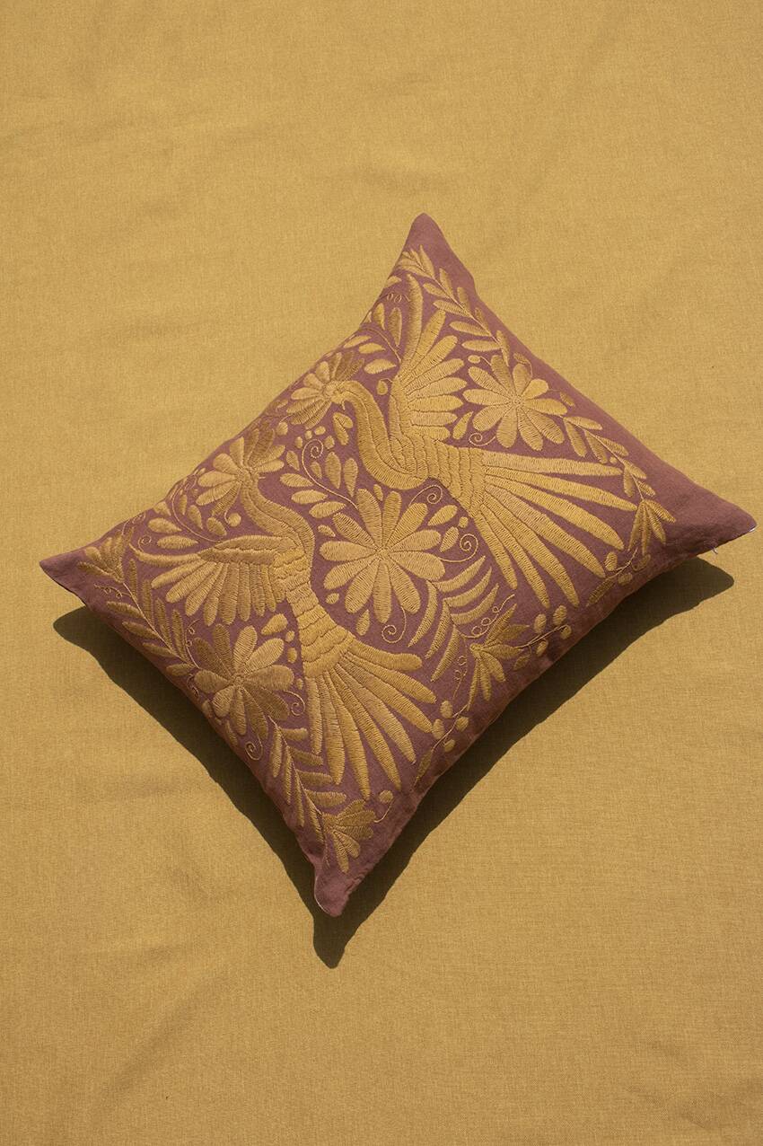 Hand-embroidered cushion