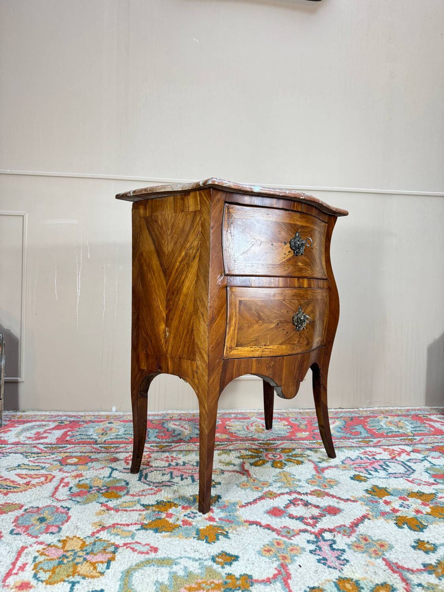 Louis XV Period 18th Century Curved Marquetry Chest of Drawers