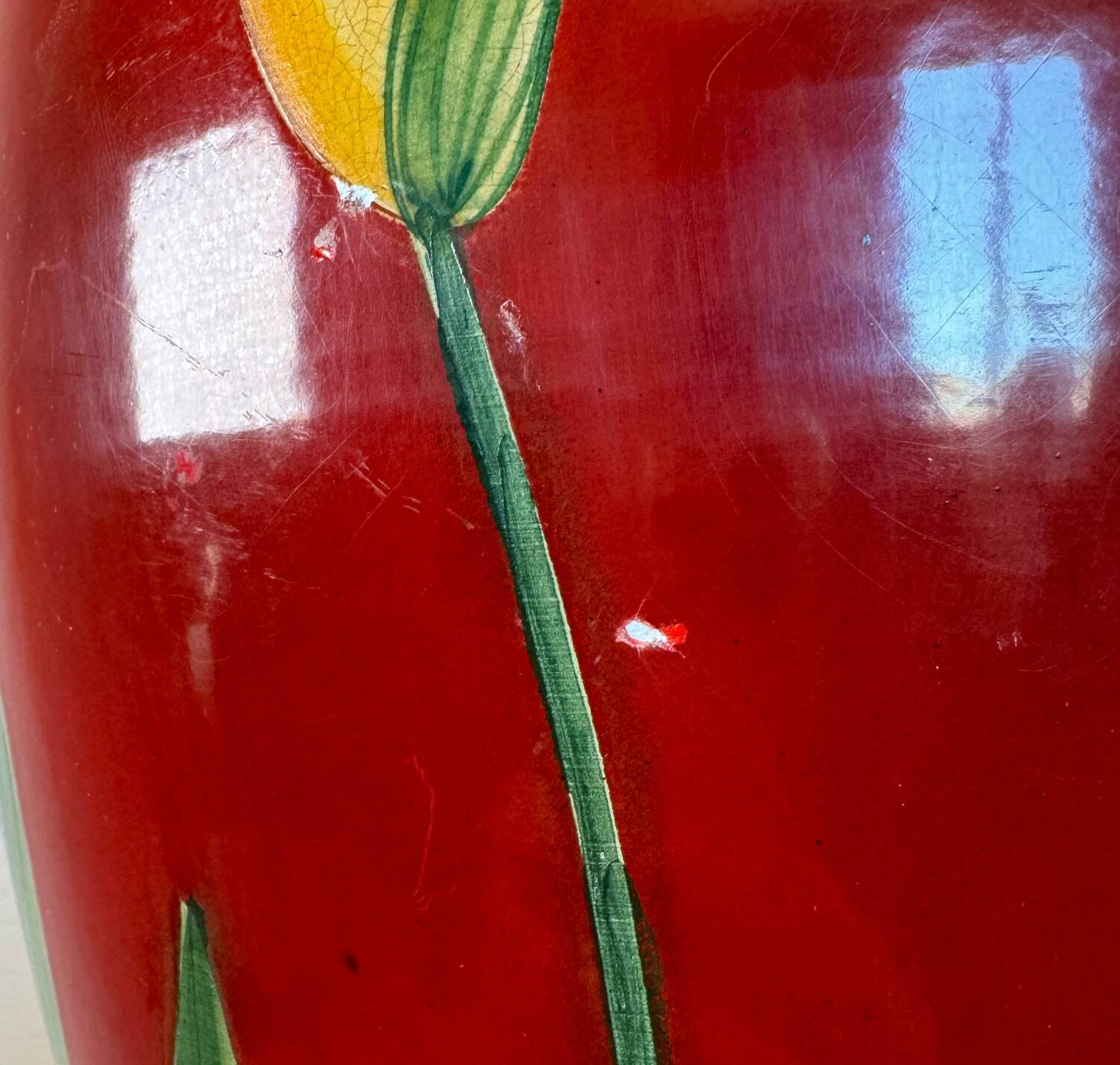 80s Drimmer lamp red ceramic and iris