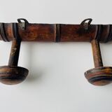 Wooden wall-mounted coat rack with two hooks