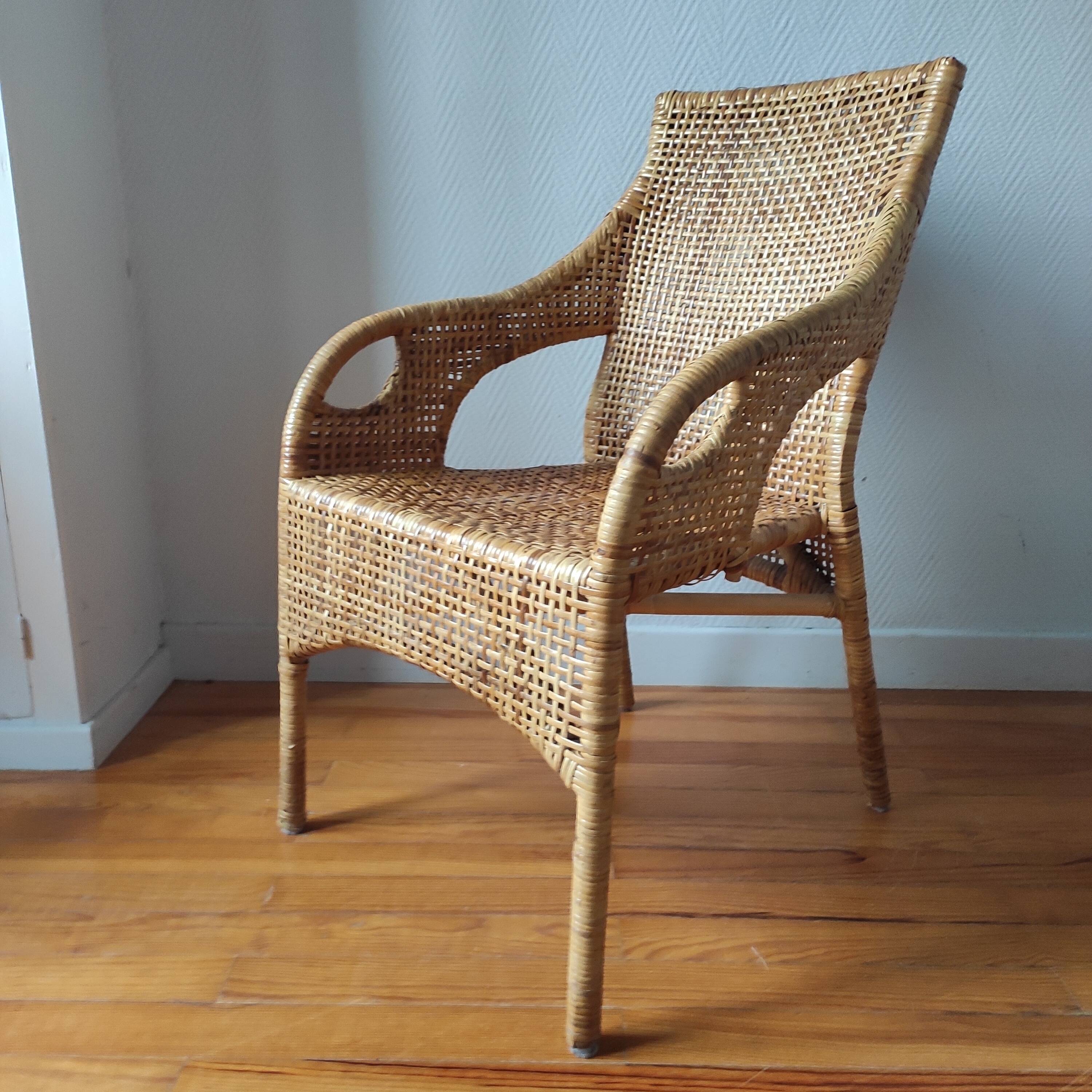 Fauteuil vintage en rotin de Maria Vinka pour Ikéa