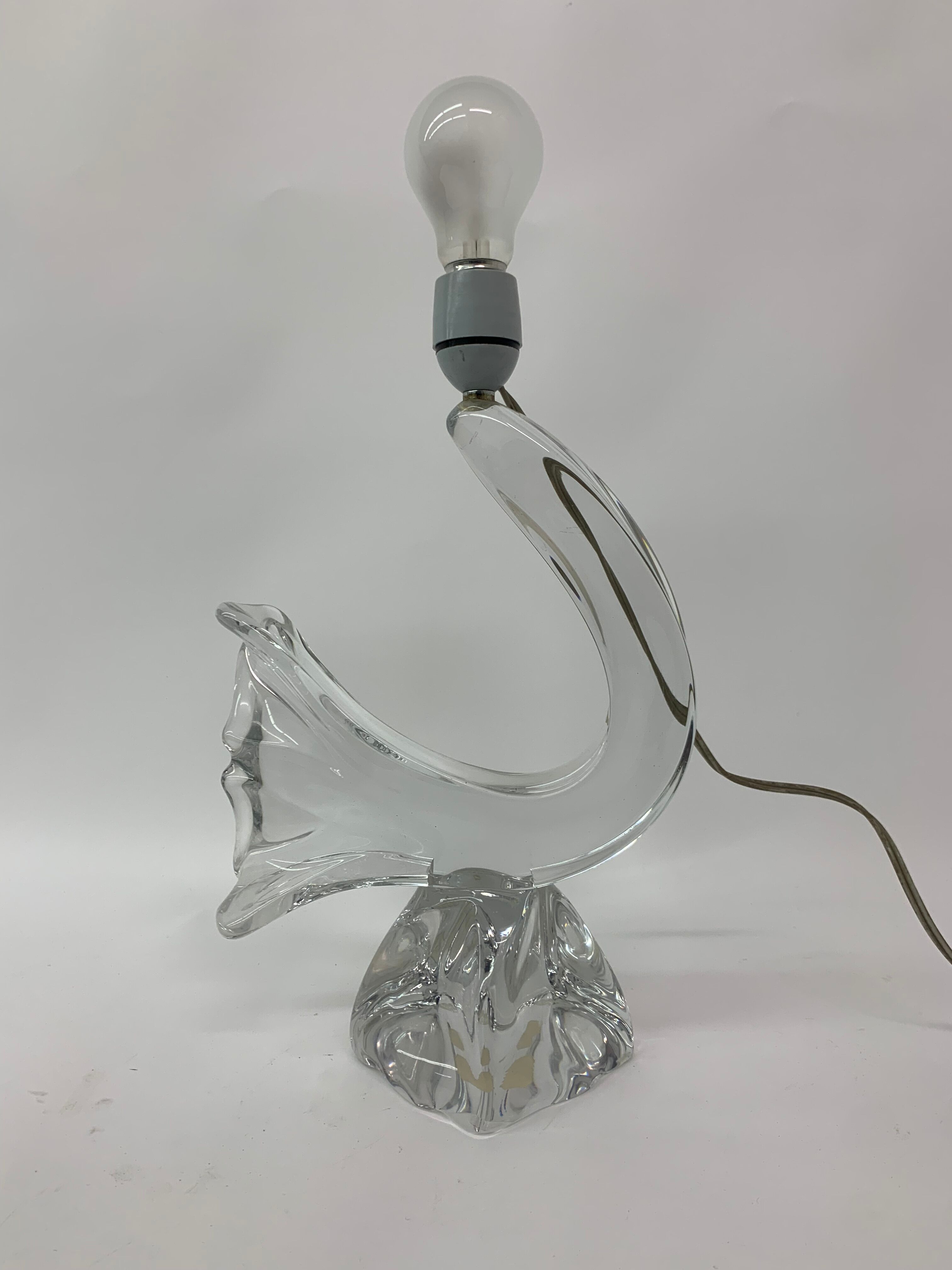 Set of 2 Daum France crystal table lamp , 1950's