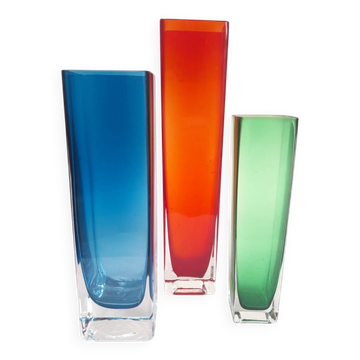 Lot de 3 vases en verre de Murano
