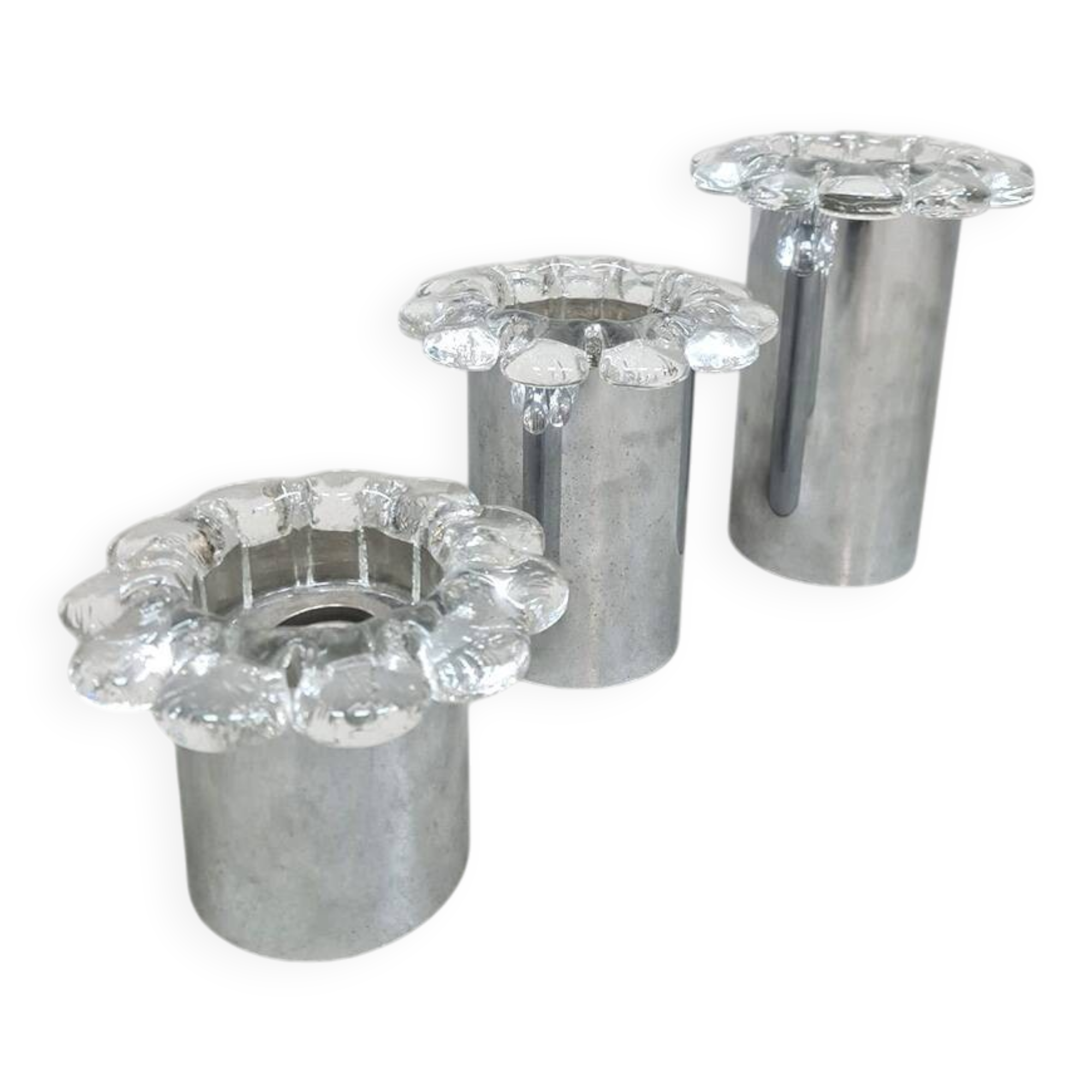 Vintage chrome and glass flower wall sconces