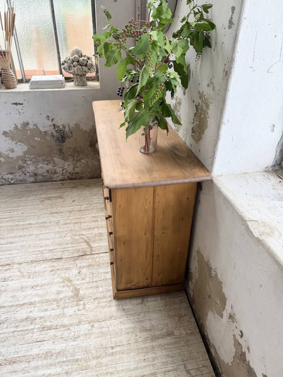 Meuble de métier en pin 1950