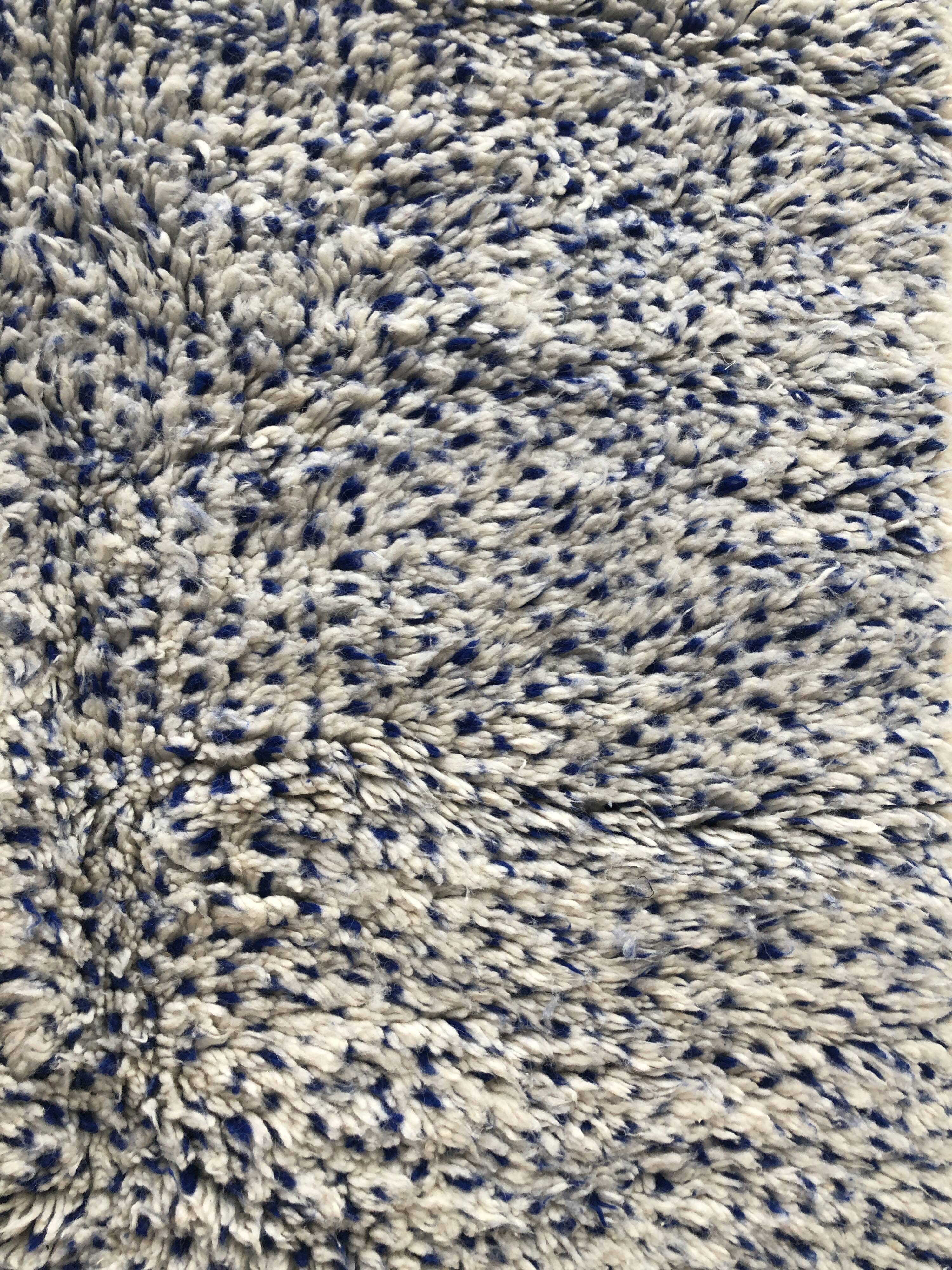 Moroccan Berber carpet Beni Ouarain speckled majorelle blue 2,45x1.56m