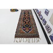 1970s Vintage Turkish Oushak Handmade Wool Cotton Brown Runner Rug 96x301