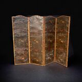 Large Four-Leaf Screen In Cordoba Leather From The Late 18th Century H 188 Cm