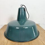 Large Industrial Petrol Enamel Factory Pendant Lamp, 1960s