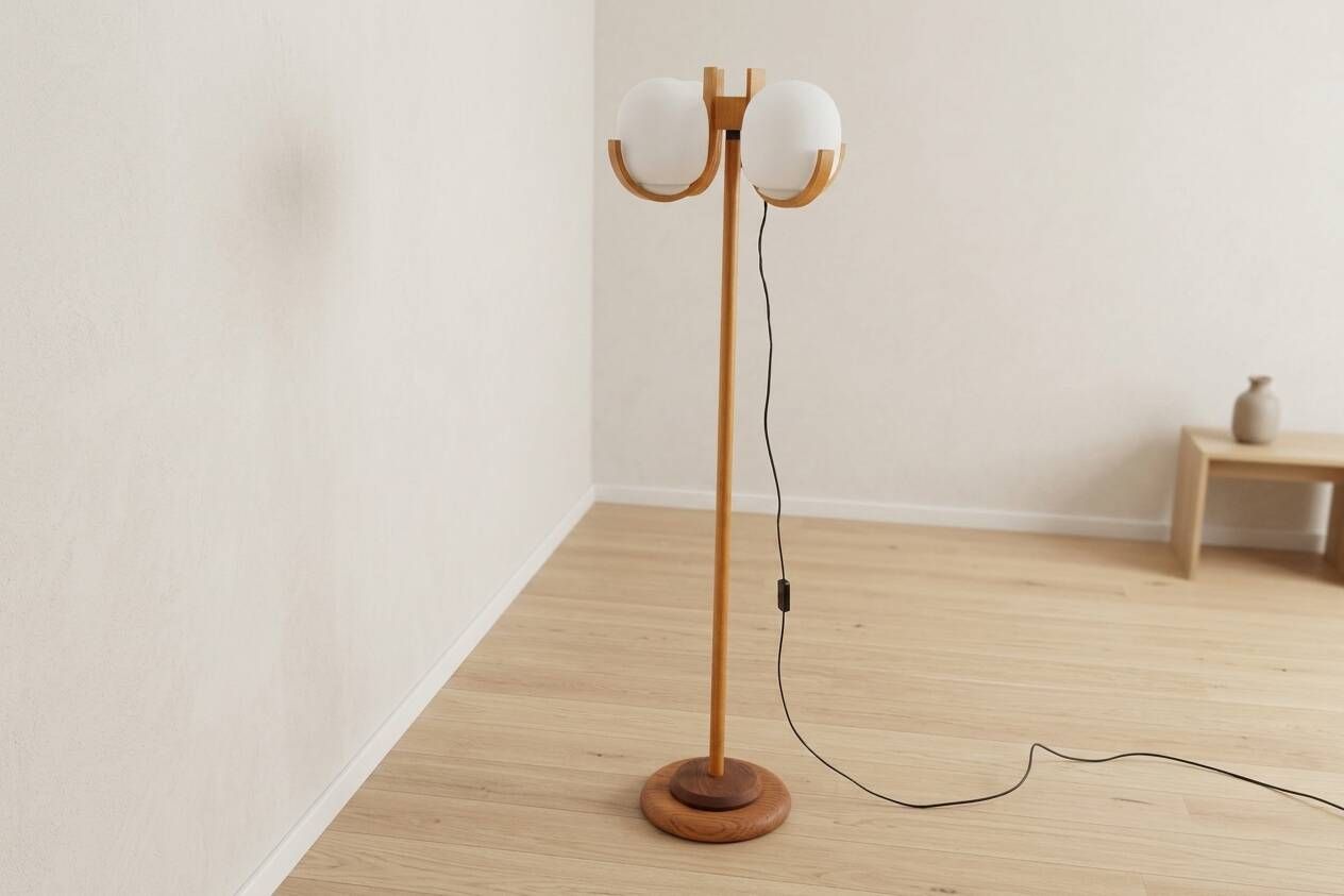 Atomic age floor lamp, vintage hotel lighting, Czechoslovakia 1970s