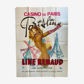 Affiche originale "Casino de Paris Line Renaud" Brenot 120x160cm 1960