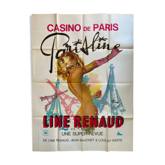 Affiche originale "Casino de Paris Line Renaud" Brenot 120x160cm 1960