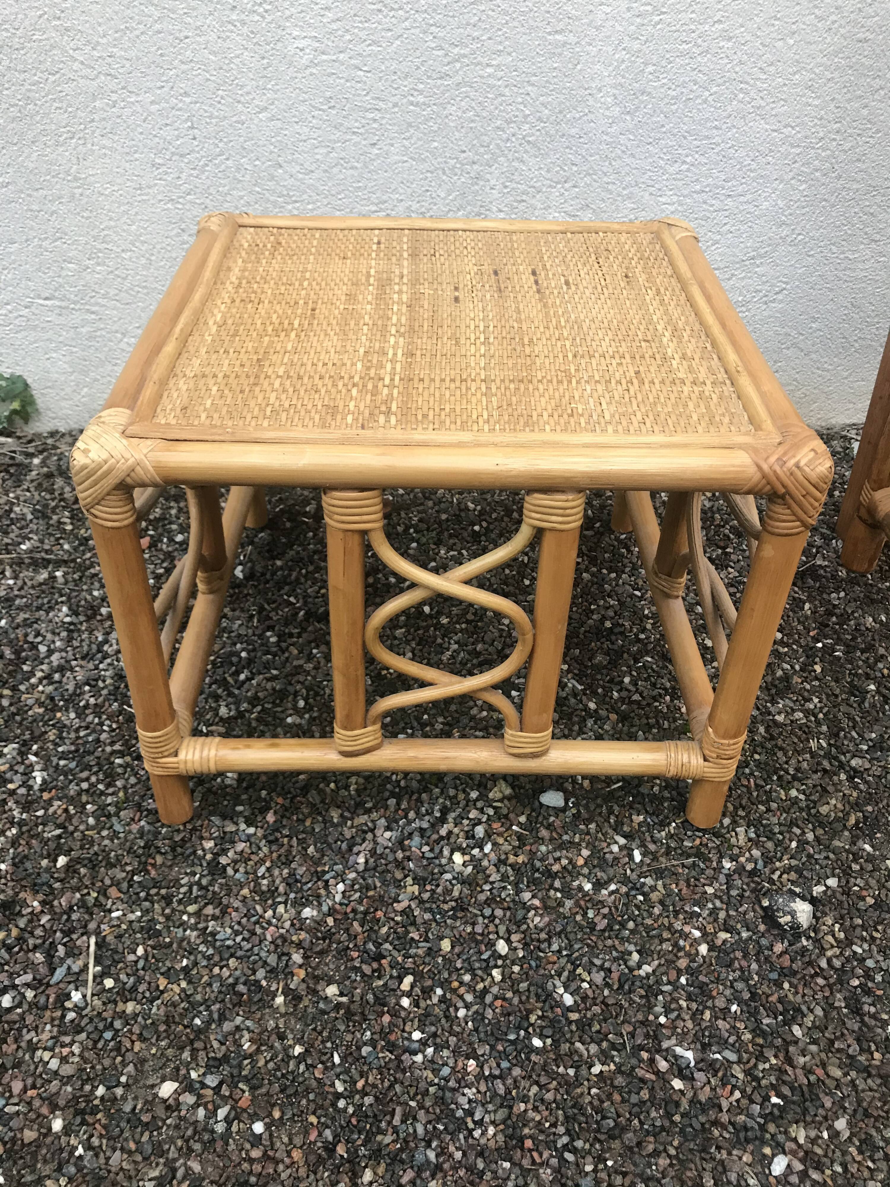 Double bamboo bed and bedside