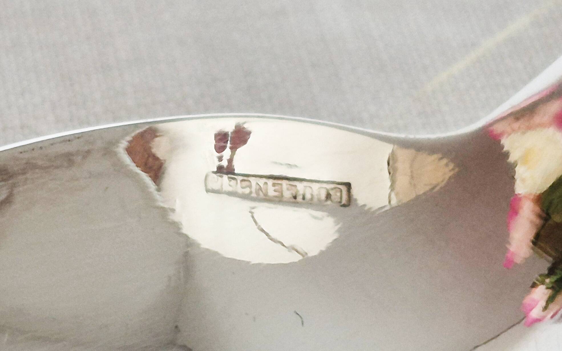Silver dessert or coffee spoons, "Boulenger", Baguette pattern