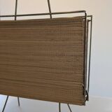 Swedish brass and raffia magazine rack