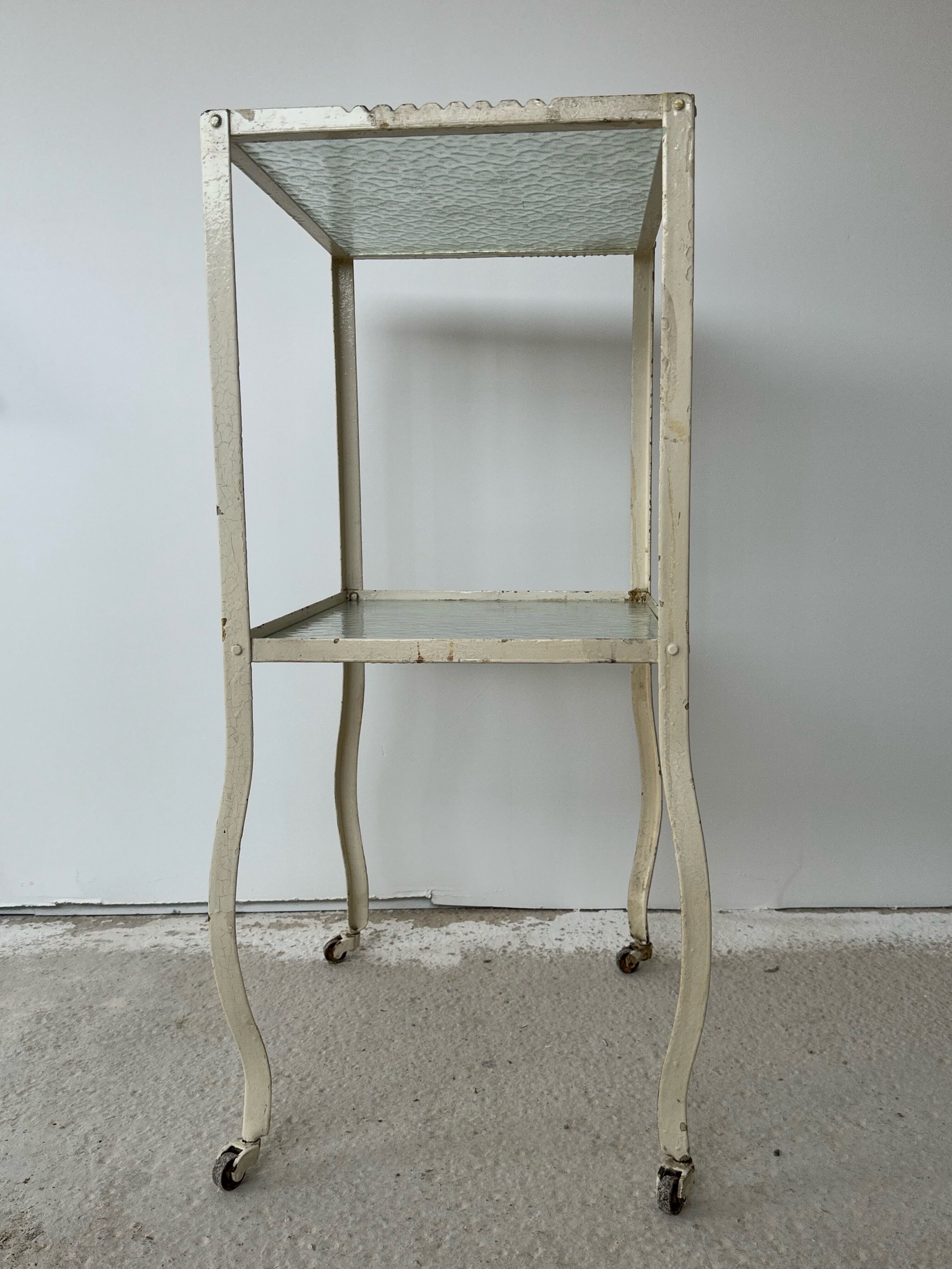 Industrial furniture serving or metal dentist's side table from the 1930s