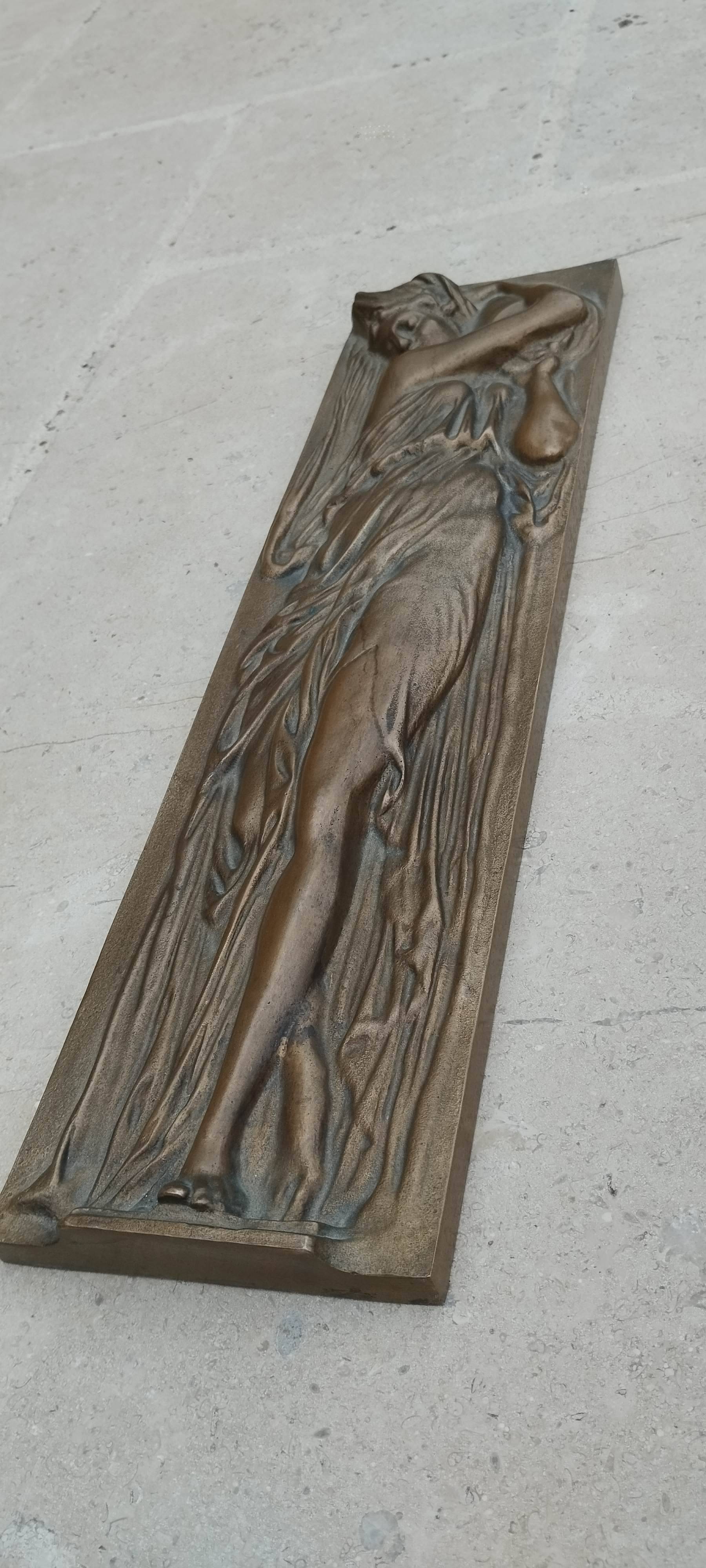 Pair of Art Nouveau bronze bas-reliefs. Wall sculpture - 43 cm x 11 cm