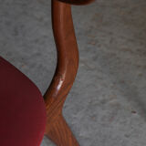 Set of 4 dining chairs in teak and burgundy by Louis van Teeffelen, The Netherlands, 1960’s