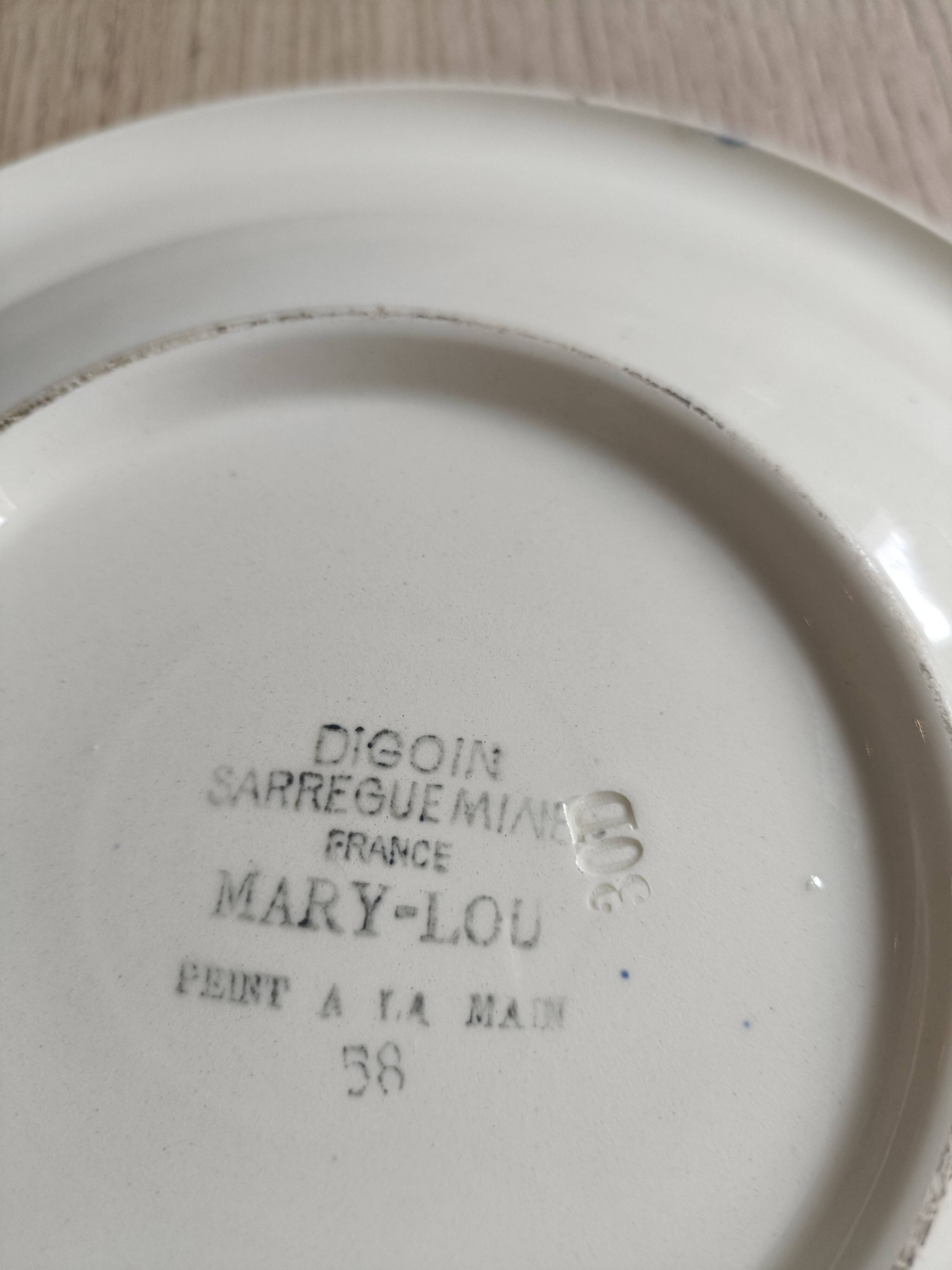 Digoin low compote dish with hand-painted decoration