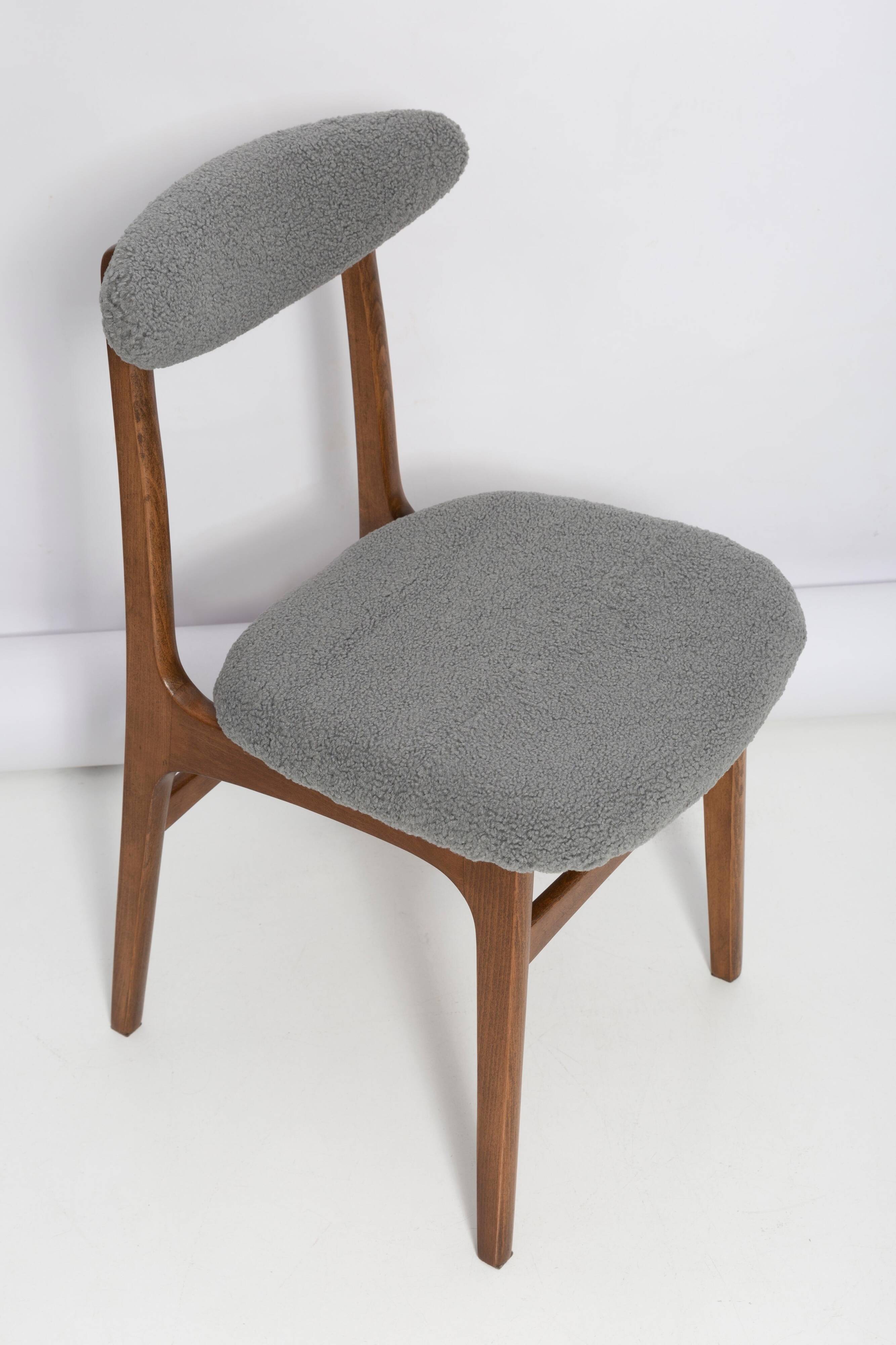 Mid-century boucle armchair in grey designed by Rajmund Hałas, Poland, 1960s.