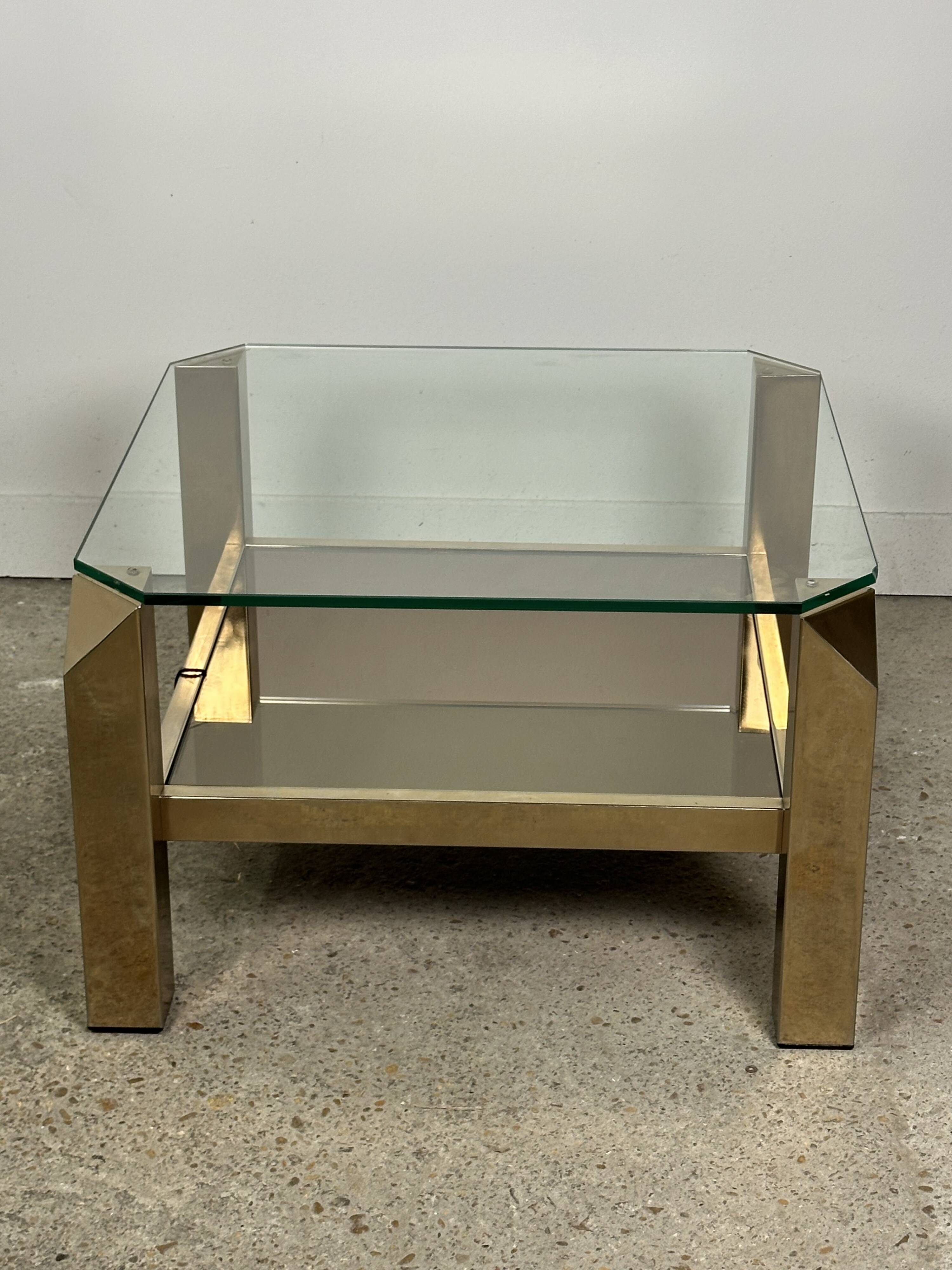 Coffee table by Belgo Chrome 1970 in 23 carat plating