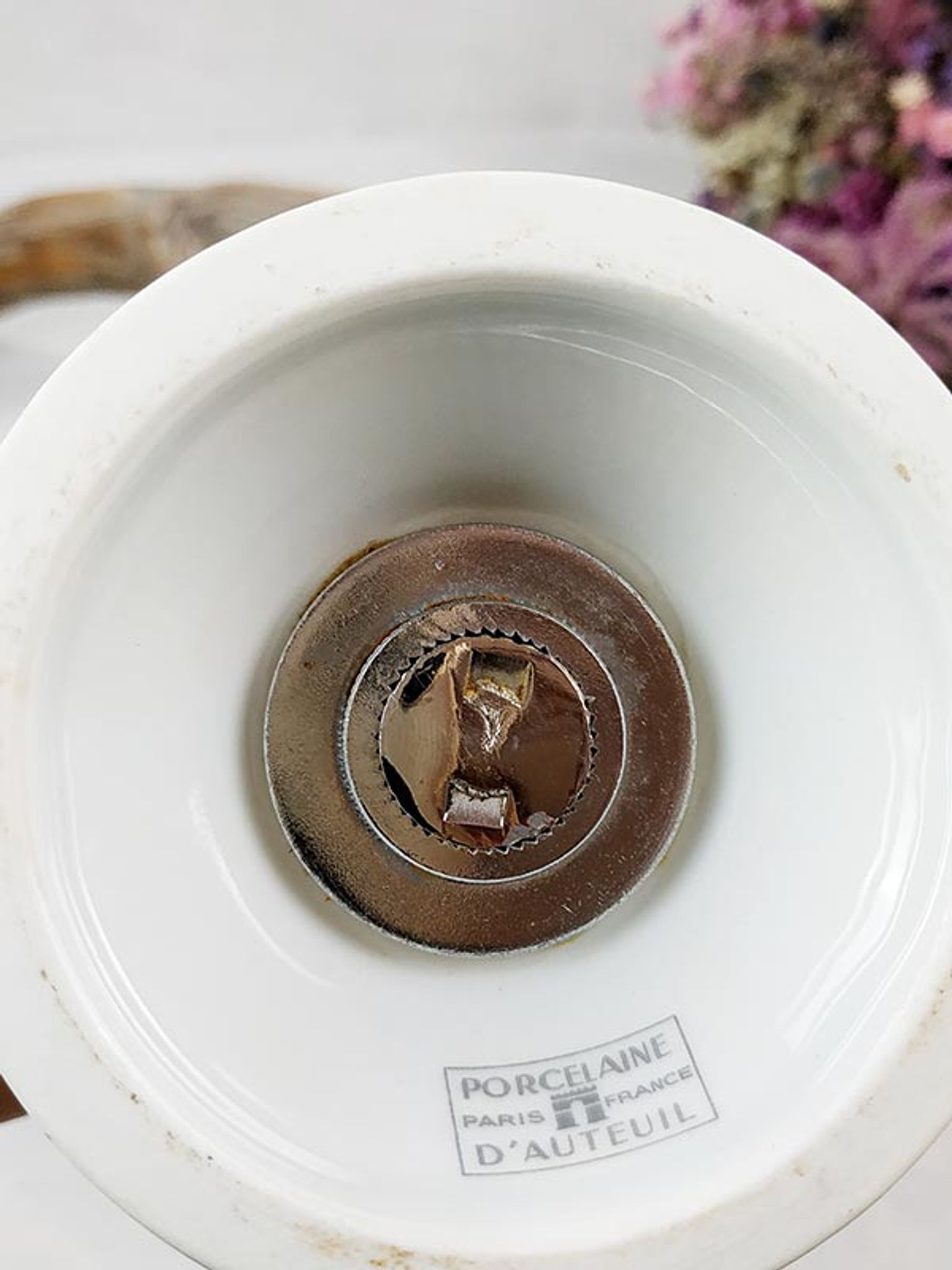 Paris porcelain pepper mill from Auteuil