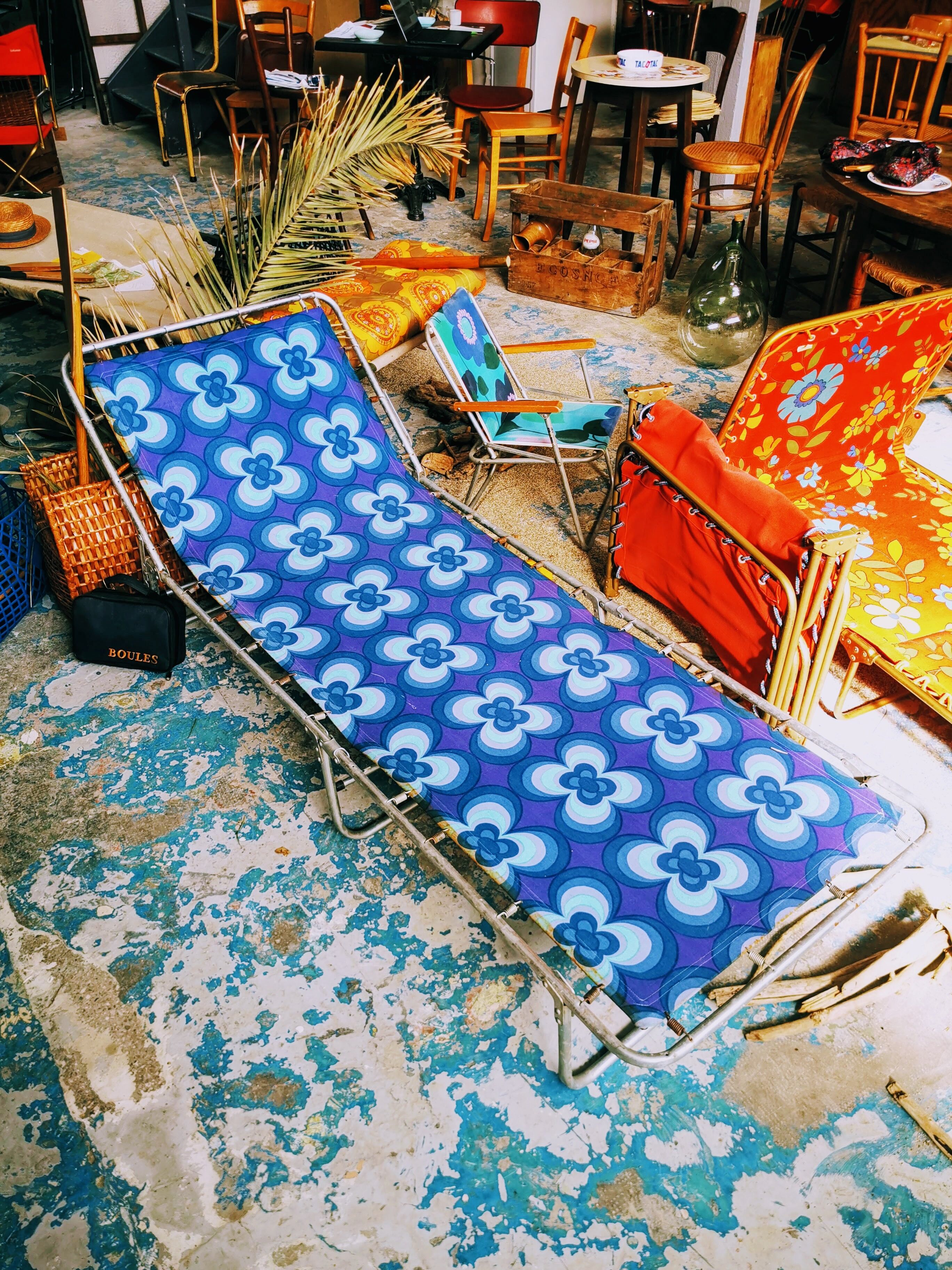 Camp bed or vintage sunbathing